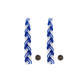 wSet of Braided 6 Wicks Blue and White Havdallah Candle with Cloves Besamim - 2 Pack