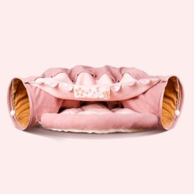 Collapsible Cat Tunnel Durable Washable Collapsible (Color: pink)
