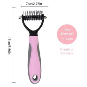 Grooming Brush For Pet Dog Cat Deshedding Tool Rake Comb Fur Remover Reduce 2-Side Dematting Tool For Dogs Cats Pets Grooming Brush Double Sided Shedd (Color: pink, size: S)