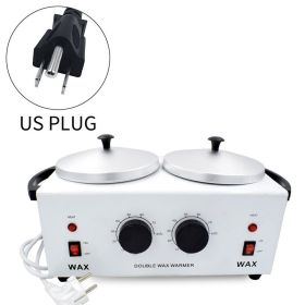 Double Wax Warmer Electric Wax Heater Dual Paraffin Hot Hair Removal Tool Facial Skin SPA Equipment with Adjustable Temperature (Color: US Plug)