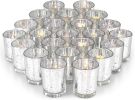 US Silver Party Decorations 72pcs, Mercury Glass Votive Candle Holders Set for Wedding, Bridal and Baby Shower