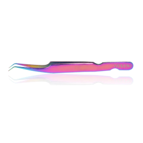 Veyes Inc Eyelash Extensions Tweezers Veyelash Professional 90 Degree Tweezers for Volume Stainless steel 3D Accurate Closure (Color: D13 Rainbow)