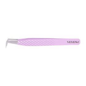 Veyes Inc Eyelash Extensions Tweezers Veyelash Professional 90 Degree Tweezers for Volume Stainless steel 3D Accurate Closure (Color: C90 Purple)