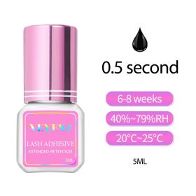 Veyes Inc 5ml Eyelash Extensions Glue Veyelash 1 Second Fast Drying Clear Lash Adhesive 4-6 Weeks Retention Volume Makeup Tool (Color: 0.5s drying)