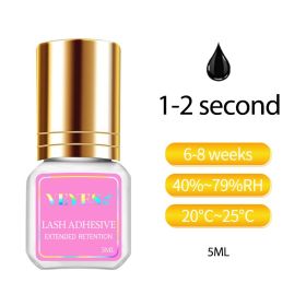 Veyes Inc 5ml Eyelash Extensions Glue Veyelash 1 Second Fast Drying Clear Lash Adhesive 4-6 Weeks Retention Volume Makeup Tool (Color: 1-2s drying)