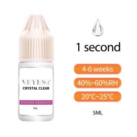 Veyes Inc 5ml Eyelash Extensions Glue Veyelash 1 Second Fast Drying Clear Lash Adhesive 4-6 Weeks Retention Volume Makeup Tool (Color: clear 1s drying)